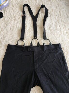 Indochino Custom Black Dress Trousers & Matching Suspenders Set